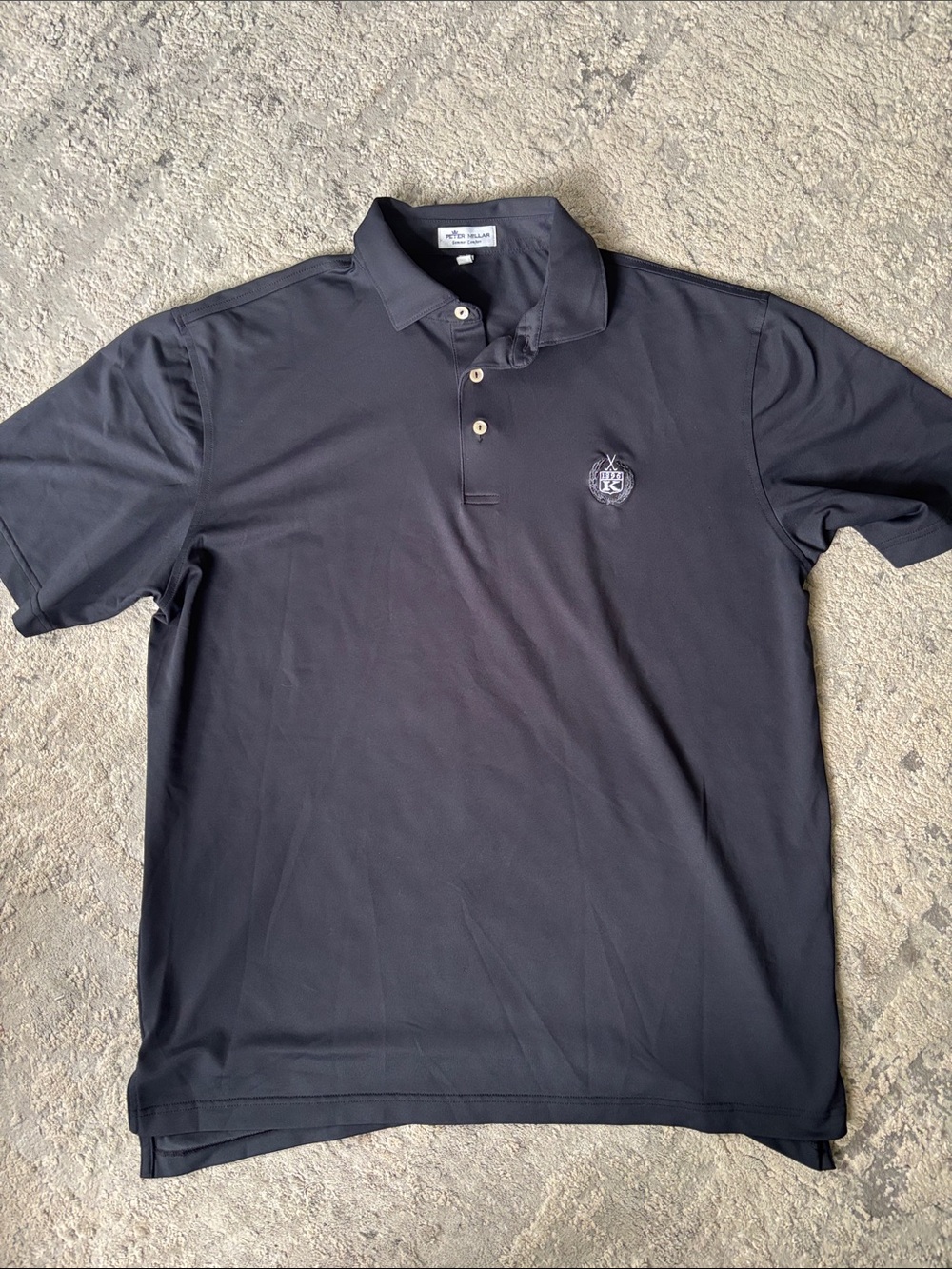Peter Millar Black Polo with Embroidered Crest
